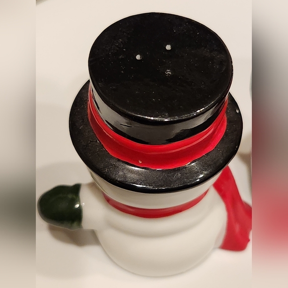 Vintage Set Ceramic Mr Mrs Snowman Couple Salt Pepper Shakers 1980s - Picture 5 of 9